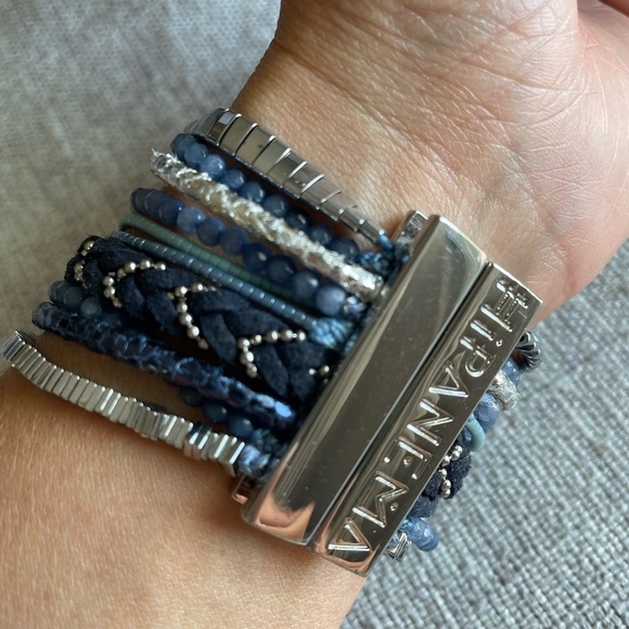 Hipanema Blue Stone Beaded Stack Magnetic Clasp Bracelet - Picture 4 of 8